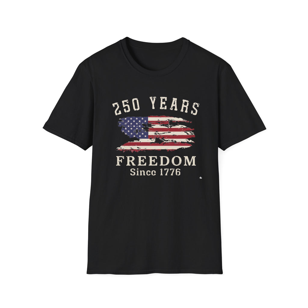 250 Years Freedom Since 1776 Distressed American Flag Patriotic T-Shirt