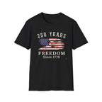 250 Years Freedom Since 1776 Distressed American Flag Patriotic T-Shirt