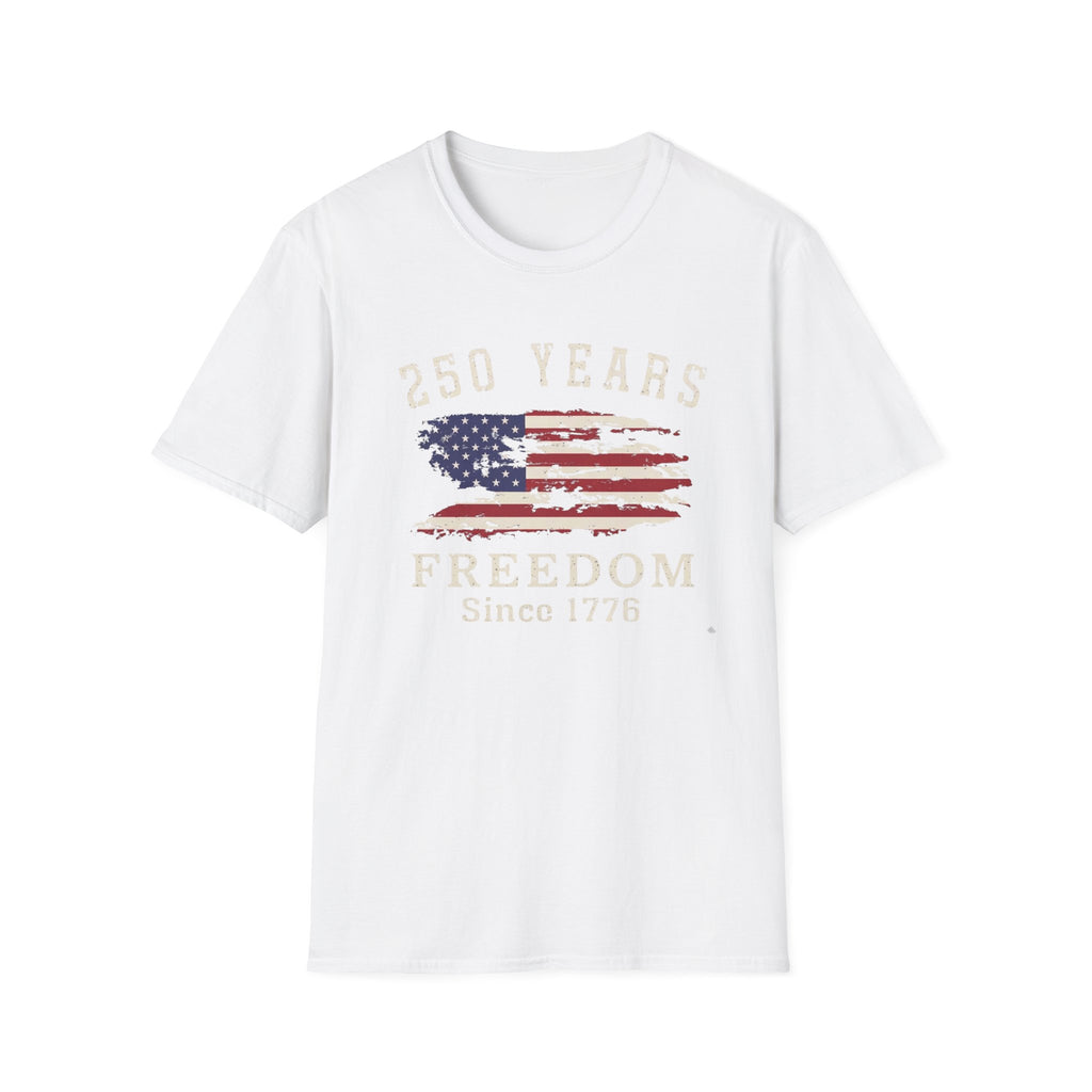 250 Years Freedom Since 1776 Distressed American Flag Patriotic T-Shirt