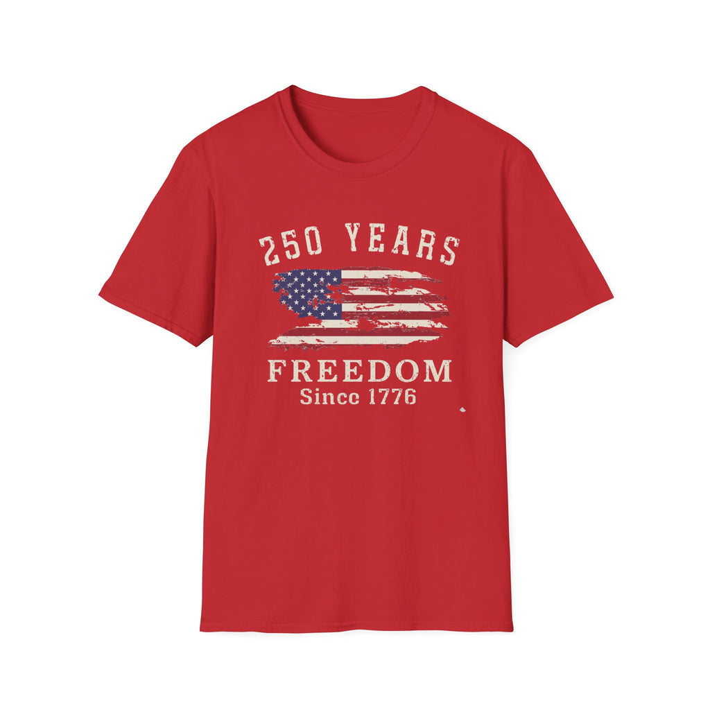 250 Years Freedom Since 1776 Distressed American Flag Patriotic T-Shirt