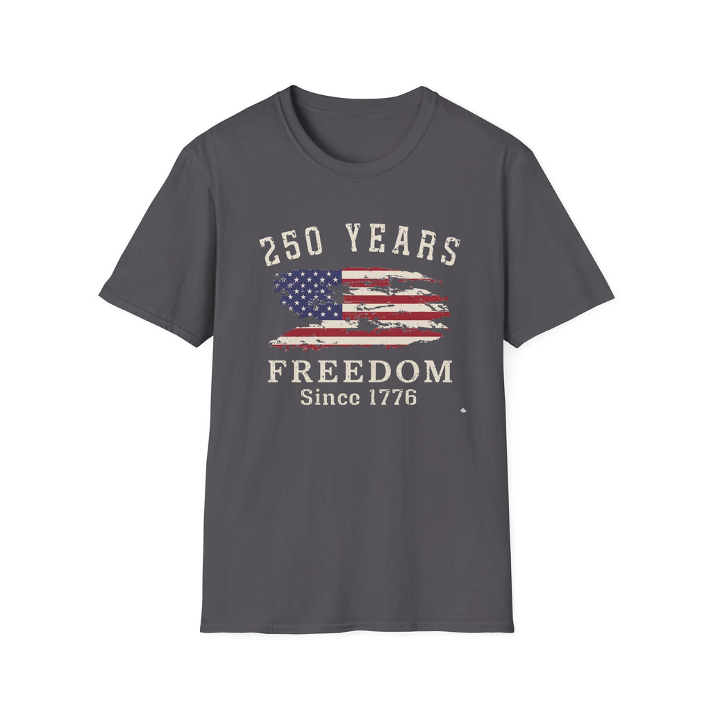 250 Years Freedom Since 1776 Distressed American Flag Patriotic T-Shirt
