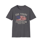 250 Years Freedom Since 1776 Distressed American Flag Patriotic T-Shirt