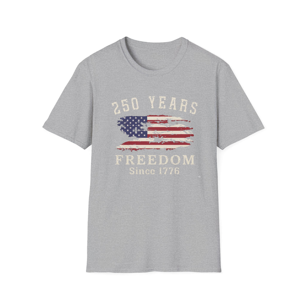 250 Years Freedom Since 1776 Distressed American Flag Patriotic T-Shirt